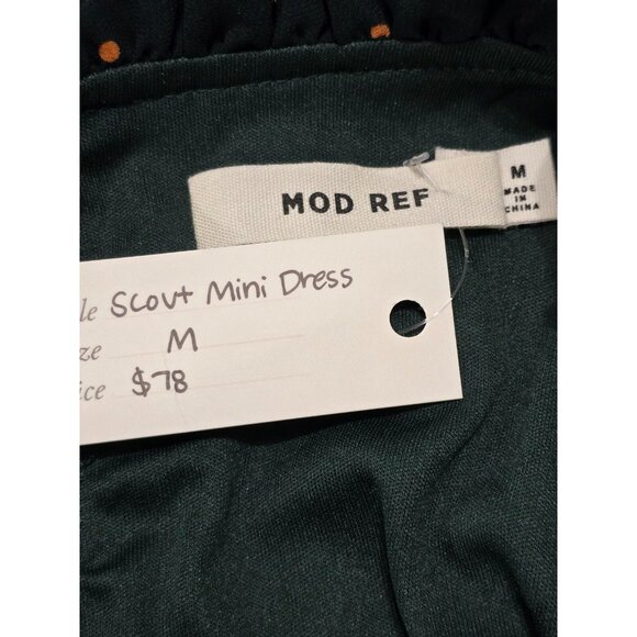 Mod Ref Women's Green Polka Dots Scout Mini Dress Long‎ Sleeve Lined Size M NWT - Picture 8 of 10